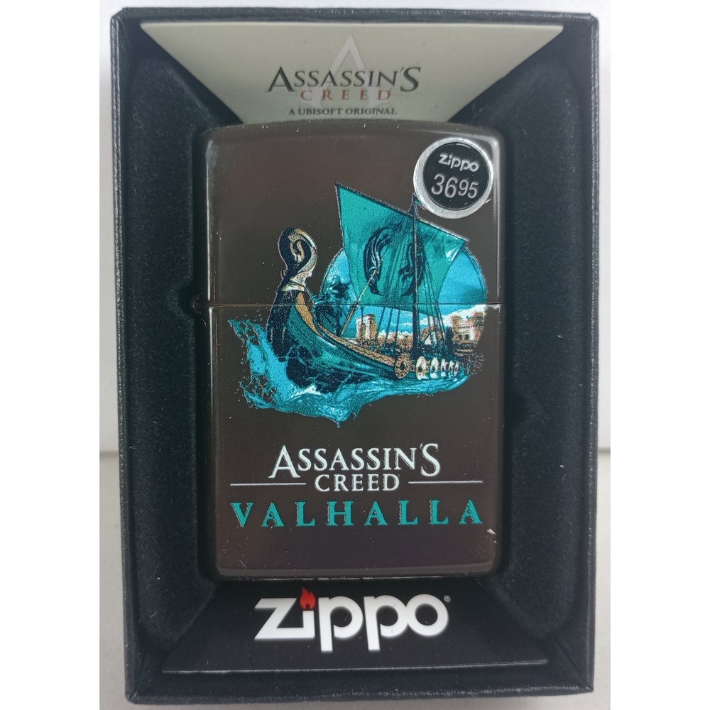 Brand New in Box Genuine Zippo Lighter Assassin's Creed Valhalla Brown